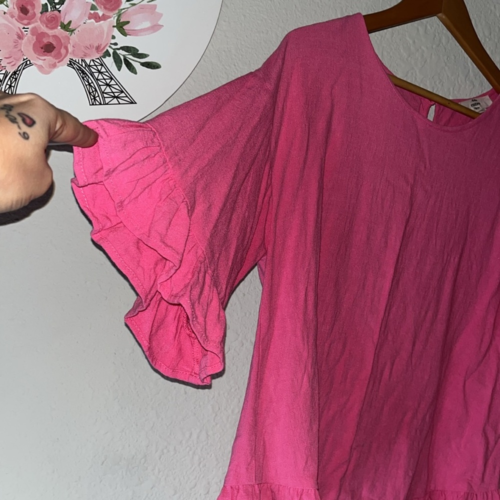 Pink Peplum Ruffle Top - Picture 6 of 9